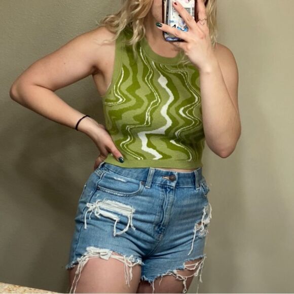 Pacsun green Groovy knit tank top - Picture 2 of 6